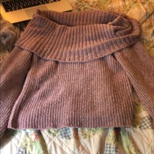 Purple over the shoulder sweater